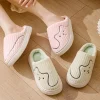 pantoufles d'intérieur pour femmes et hommes, automne hiver, semelle épaisse, chaussures chaudes en peluche pour couples, pantoufles de maison antidérapantes en coton pour hommes, dessin animé