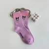 hellokitty cannelle kuromi filles chaussettes coréen printemps et été dessin animé étudiant respirant maille mi doux coton longueur chaussettes