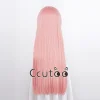perruque de cosplay haruno sakura, cheveux synthétiques longs roses, perruque anime avec couvre chef rouge + bonnet de perruque gratuit