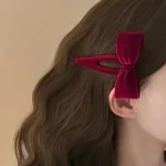 Nouveau vin rouge nœud papillon BB pince minimaliste nouvelles Barrettes automne hiver pince latérale nouveau Bang pince recadrée épingle à cheveux Barrettes coiffure