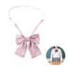 cravate pré nouée ajustée en soie polyester, cravate japonaise à carreaux rose jk, nœud q1jd