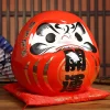 boîte à monnaie en céramique, ornement japonais daruma de 7.5 pouces, banque de pièces de monnaie dharma maneki neko, figurine de fortune feng shui, cadeau de mariage