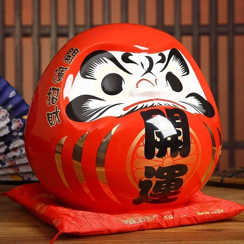 boîte à monnaie en céramique, ornement japonais daruma de 7.5 pouces, banque de pièces de monnaie dharma maneki neko, figurine de fortune feng shui, cadeau de mariage boîte à monnaie en céramique, ornement japonais daruma de 7.5 pouces, banque de pièces de monnaie dharma maneki neko, figurine de fortune feng shui, cadeau de mariage