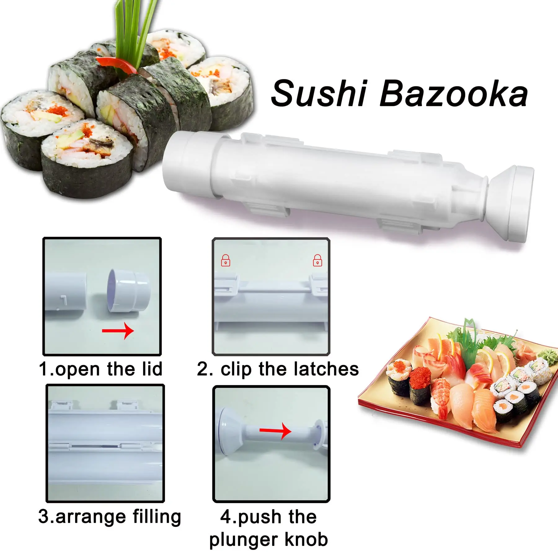 untior kit de fabrication de sushi ensemble de rouleaux bazooka tout en un avec tapis roulant en bambou bricolage palettes de riz onigiri outils outil de sushi japonais untior kit de fabrication de sushi ensemble de rouleaux bazooka tout en un avec tapis roulant en bambou bricolage palettes de riz onigiri outils outil de sushi japonais