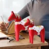 ornement de cheval dala en bois peint à la main, figurine de cheval décorative nordique, collection, décor à la maison, cadeau chauffant 007
