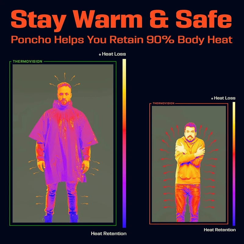 poncho de pluie d'urgence, couverture thermique, résistant aux intempéries, équipement de camping de survie en plein air, gadgets de survie poncho de pluie d'urgence, couverture thermique, résistant aux intempéries, équipement de camping de survie en plein air, gadgets de survie
