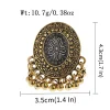 bague ronde en métal pour femme, grand paon indien rétro, perles de fleurs sculptées boho, bague pompon, bijoux de fête à la mode
