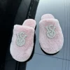 baotou laine coton pantoufles femmes automne et hiver nouvelles pantoufles chaudes ménage perle pantoufles à la mode femmes chaussures extérieures