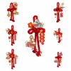 pendentif nœud chinois en coton, année du cheval, porte bonheur, ornements muraux suspendus, breloque porte bonheur avec cloche, pendentif de festival de printemps