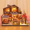 kit de modèle miniature en bois, bricolage, maison japonaise, maisons de poupée assemblées avec meubles, décoration de maison, cadeaux d'anniversaire pour amis