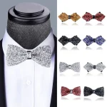 Cravates à nœud en strass pour hommes, exquises, à paillettes pré-attachées, élégantes, pour bal de mariage, accessoires de smoking, cadeaux Cravates à nœud en strass pour hommes, exquises, à paillettes pré-attachées, élégantes, pour bal de mariage, accessoires de smoking, cadeaux