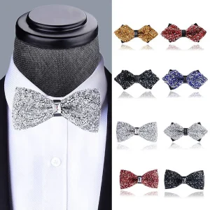 Cravates à nœud en strass pour hommes, exquises, à paillettes pré-attachées, élégantes, pour bal de mariage, accessoires de smoking, cadeaux Cravates à nœud en strass pour hommes, exquises, à paillettes pré-attachées, élégantes, pour bal de mariage, accessoires de smoking, cadeaux