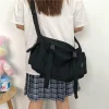 sac messager japonais harajuku pour femmes, sacs à bandoulière en toile de couleur unie pour étudiantes, sacs à main de grande capacité, sac à bandoulière