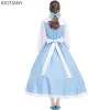 costume de demoiselle d'honneur anime bleu et blanc pour femmes, déesse de jeu de rôle, costume doux et élégant, tenue de fête de carnaval pourim, robe pour femmes