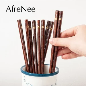 Baguettes à Sushi Japonais en Bois Naturel, Écologique, Réutilisable, Coréen, Chinois, Ensemble de 5 Paires Baguettes à Sushi Japonais en Bois Naturel, Écologique, Réutilisable, Coréen, Chinois, Ensemble de 5 Paires