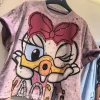 harajuku marque à la mode été nouveau lâche à manches courtes t shirt femmes dessin animé marguerite haut imprimé polyvalent décontracté design de mode t shirt