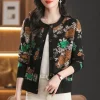 cardigan tricoté pour femmes, pull court, veste, vêtements d'extérieur, haut jacquard à col rond, nouvelle et à la mode, printemps et automne 2025