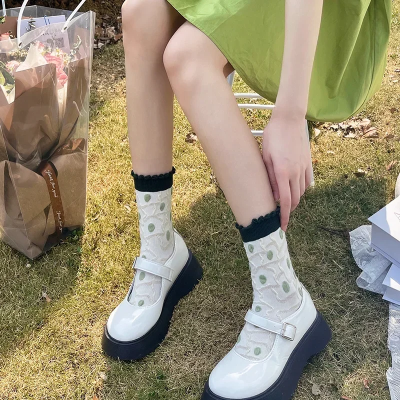 femmes chaussettes coréen style japonais dessin animé fleur verte harajuku mignon kawaii mi tube chaussettes respirant décontracté court coton chaussettes femmes chaussettes coréen style japonais dessin animé fleur verte harajuku mignon kawaii mi tube chaussettes respirant décontracté court coton chaussettes