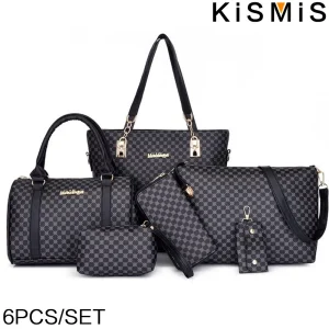 KISMIS-Sac à Main Imprimé de Grande Capacité, Fourre-Tout, à Bandoulière Inclinée, pour Mère, 6 Pièces KISMIS-Sac à Main Imprimé de Grande Capacité, Fourre-Tout, à Bandoulière Inclinée, pour Mère, 6 Pièces