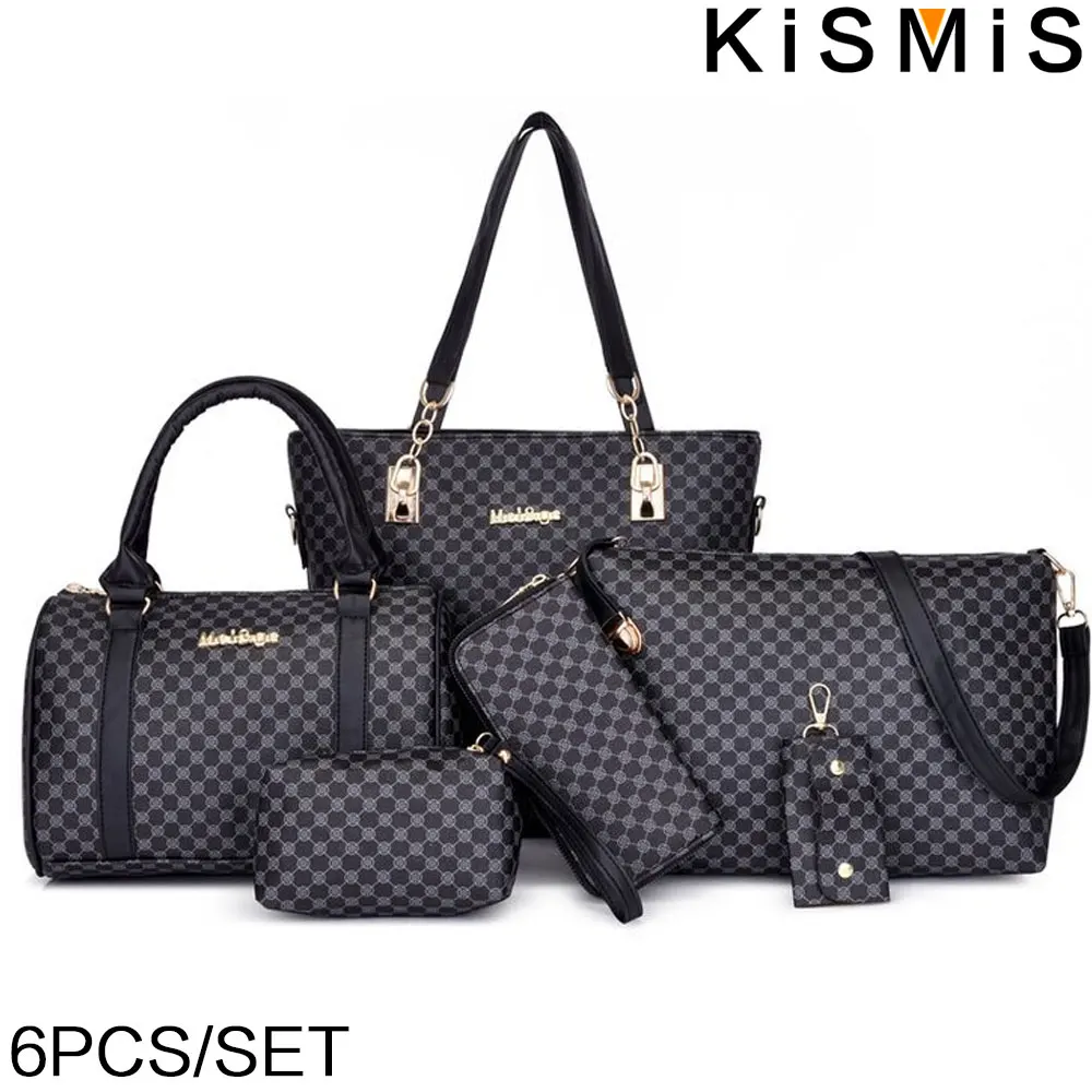 KISMIS-Sac à Main Imprimé de Grande Capacité, Fourre-Tout, à Bandoulière Inclinée, pour Mère, 6 Pièces KISMIS-Sac à Main Imprimé de Grande Capacité, Fourre-Tout, à Bandoulière Inclinée, pour Mère, 6 Pièces