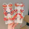 accessoires de cheveux hanfu chinois traditionnels pour filles, épingles à cheveux à fleurs de style ancien pour enfants, cartes à cheveux à pampilles, costume d'automne d
