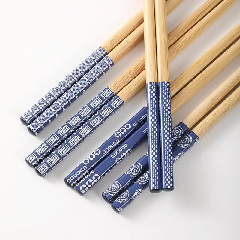 Baguettes japonaises réutilisables en bois de bambou naturel, 5 paires, faites à la main, multicolores, Sushi chat fleur, Design, vaisselle écologique Baguettes japonaises réutilisables en bois de bambou naturel, 5 paires, faites à la main, multicolores, Sushi chat fleur, Design, vaisselle écologique