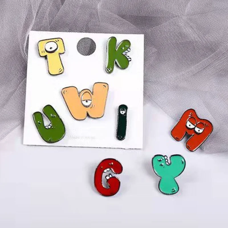 Dessin animé lettres drôles broche 26 Alphabet Style japonais broches mignonnes A-Z enfants broche décor Dessin animé lettres drôles broche 26 Alphabet Style japonais broches mignonnes A-Z enfants broche décor