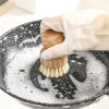 brosses à récurer en bambou pour la vaisselle, épurateurs de livres en bois de cuisine pour laver la poêle en fonte, pot, poils en sisal naturel