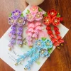kimono japonais en tissu à fleurs, Éventail pliant, accessoires de cheveux pour enfants, réinitialisation, gland, sauna, vêtements de coiffure, cordon