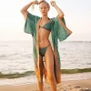 ayualin kimono à imprimé floral rose pour femme, robe longue, cardigan en coton rayonne, blouse de plage boho et chemise d'Été, 2024