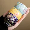tasses à thé en céramique japonaise, tasse à thé kungfu chinoise, service à thé personnel rétro, tasses de lotus en émail, articles ménagers, boîte cadeau fournie
