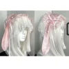 cerceau de cheveux de lapin rose avec nœud papillon japonais, ruban en dentelle, oreilles de lapin lolita, bandeau mignon pour cosplay, accessoires de tête