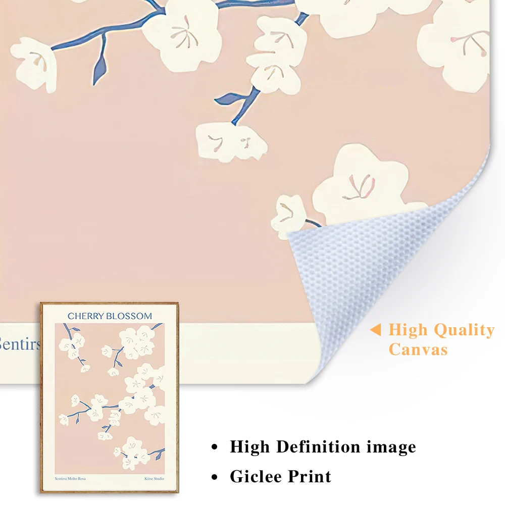 affiche de fleurs de cerisier japonais, peinture sur toile sakura, imprimés de fleurs roses, images d'art murales, esthétique, décoration de la maison affiche de fleurs de cerisier japonais, peinture sur toile sakura, imprimés de fleurs roses, images d'art murales, esthétique, décoration de la maison