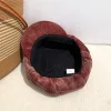 bérets octogonaux japonais en velours côtelé brodé pour femmes, mignon, décontracté, polyvalent, visage, petit chapeau de peintre rétro, printemps automne