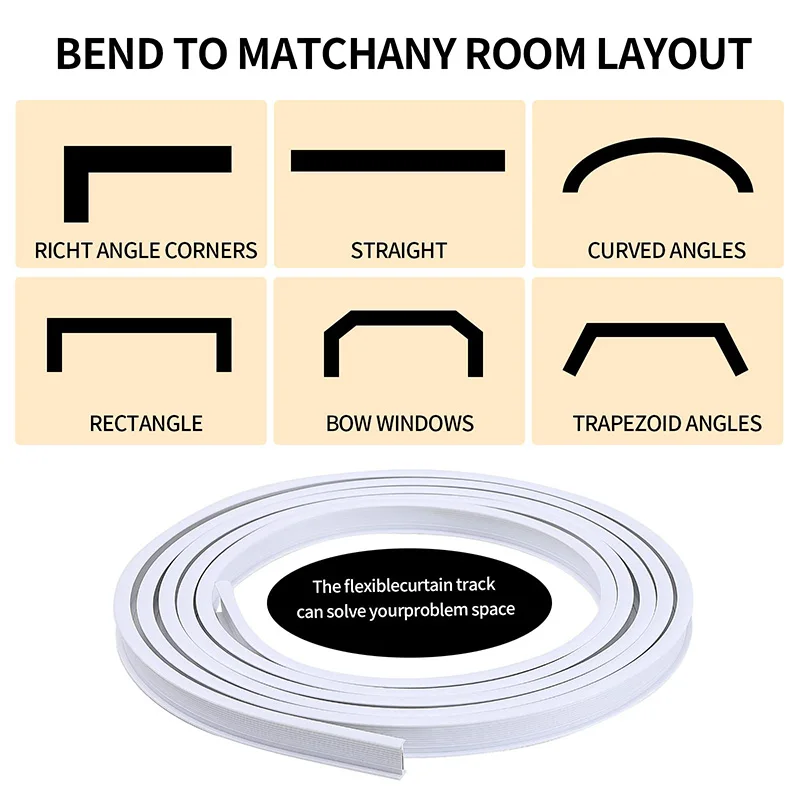 rideau flexible et pliable de 1 à 6m, pour chambres à coucher, balcons, salles de bains, diviseur de plafond, piste silencieuse, accessoire de décoration pour fenêtre de maison rideau flexible et pliable de 1 à 6m, pour chambres à coucher, balcons, salles de bains, diviseur de plafond, piste silencieuse, accessoire de décoration pour fenêtre de maison