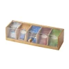 organisateur de stockage de sachets de thé à 5 fentes, boîte de rangement de capsules de café en bambou faite à la main, organisateur transparent et durable d'articles divers de bureau