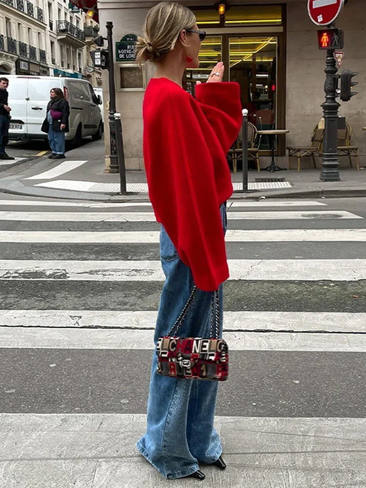combinaison en laine à col en v pour femmes, manches longues, vintage, chaud, rouge, style élégant, tricots high street, 2024 combinaison en laine à col en v pour femmes, manches longues, vintage, chaud, rouge, style élégant, tricots high street, 2024