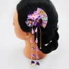 Épingles à cheveux sakura pour femmes, pinces à cheveux en éventail de fleur de cerisier pour filles, barrett en éventail floral de style japonais, accessoire pour cheveux