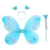 costume de bricolage pour enfants, bandeau papillon, ailes, accessoires de fête avec baguette féerique, ensembles de costumes de princesse, déguisement de papillon à paillettes pour filles