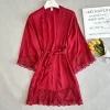robe verte élégante en dentelle, ourlet, garniture en dentelle, vêtements de nuit pour femmes, rayonne, vêtements de maison, lingerie intime, robe de mariée, vêtements de détente
