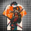 samouraï japonais katana tatouage fille t shirts impression 3d personnalité anime t shirt hommes/femmes à manches courtes y2k haut décontracté vêtements pour hommes