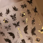 Autocollants papillon 5D Kawaii pour Nail Art, décorations d’ongles auto-adhésives, accessoires de décalcomanies, noir AB brillant japonais, 1 pièce Autocollants papillon 5D Kawaii pour Nail Art, décorations d’ongles auto-adhésives, accessoires de décalcomanies, noir AB brillant japonais, 1 pièce