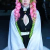 costume de cosplay anime kanroji mitsuri kimetsu no yaiba, ensemble complet de tueur de démons, perruque pour enfants et adultes, costume kimono, uniforme de fête pour femmes