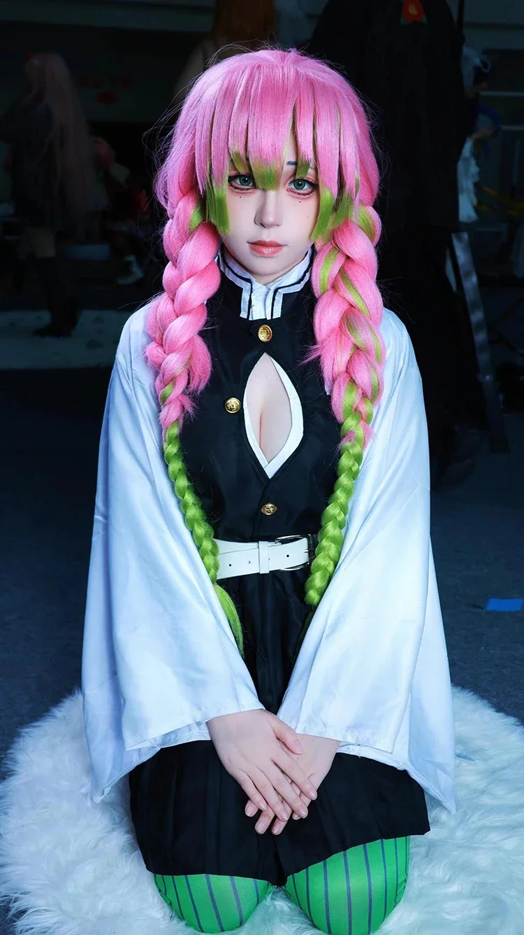 costume de cosplay anime kanroji mitsuri kimetsu no yaiba, ensemble complet de tueur de démons, perruque pour enfants et adultes, costume kimono, uniforme de fête pour femmes costume de cosplay anime kanroji mitsuri kimetsu no yaiba, ensemble complet de tueur de démons, perruque pour enfants et adultes, costume kimono, uniforme de fête pour femmes