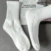chaussettes de sport en coton unisexe, douces, confortables, respirantes, décontractées, noir et blanc, tube moyen, couleur unie, pour hommes et femmes, chaussettes classiques