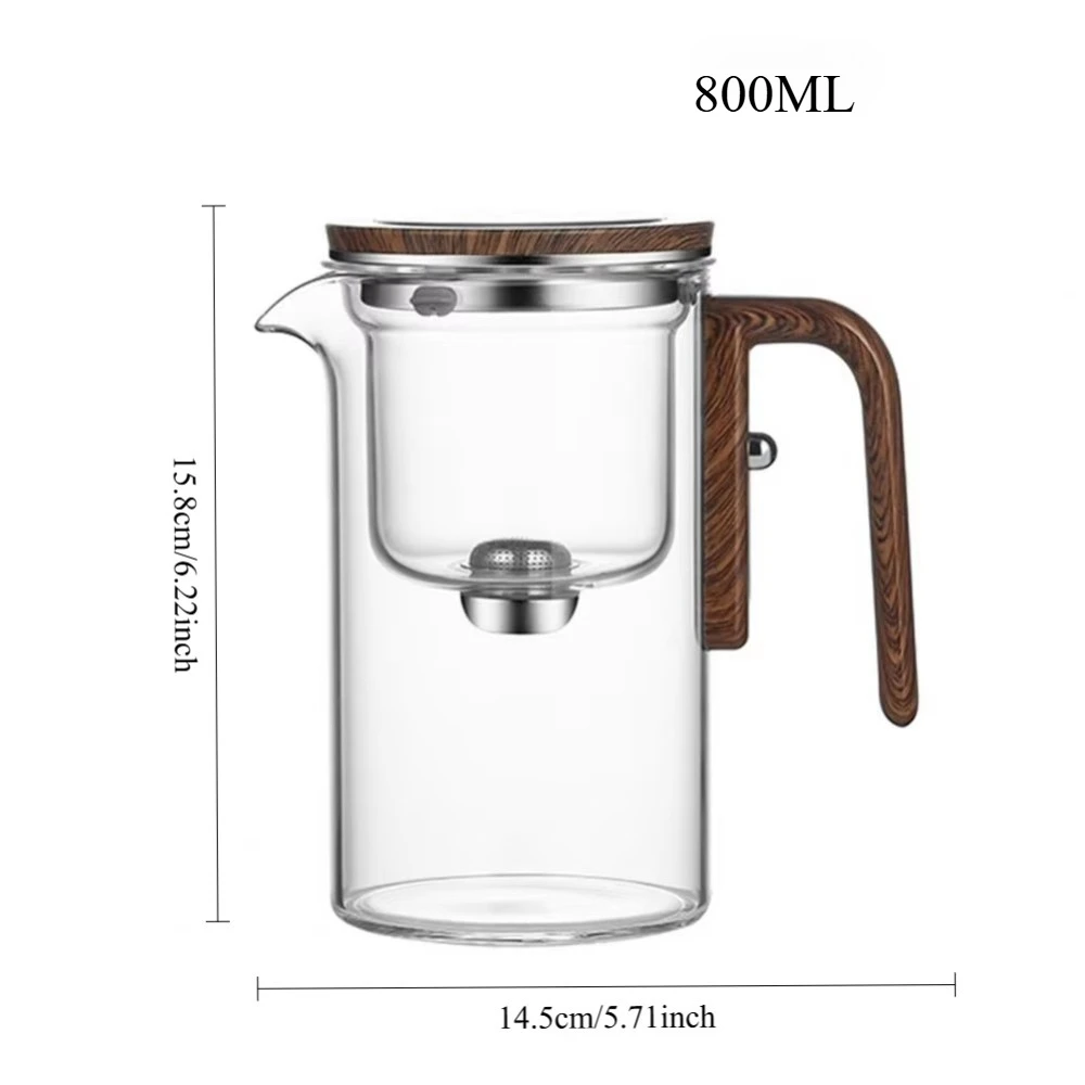 théière en verre avec filtre, manche en bois, interrupteur magnétique en un clic, filtration de séparation du thé, adaptée aux cadeaux de famille et aux bureaux théière en verre avec filtre, manche en bois, interrupteur magnétique en un clic, filtration de séparation du thé, adaptée aux cadeaux de famille et aux bureaux