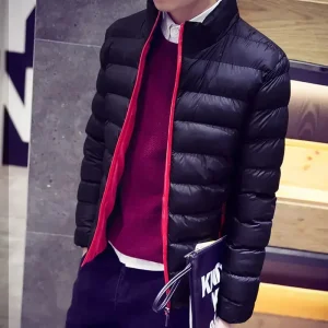 Vestes d&rsquo;hiver à col montant pour hommes, manteaux courts et ajustés, vêtements Joker à la mode, haute qualité, rembourrage de luxe élégant, Y2k, 2025