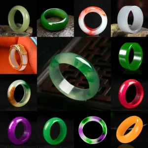 Bague en Jade Hetian vert naturel, amulette en jaspe chinois, bijoux de charme à la mode, artisanat sculpté à la main, cadeaux pour femmes et hommes