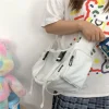 sac messager japonais harajuku pour femmes, sacs à bandoulière en toile de couleur unie pour étudiantes, sacs à main de grande capacité, sac à bandoulière