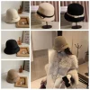 chapeau formel rétro hepburnque en feutre, style héritière riche, style britannique, seau à nœud papillon, casquette panama, automne